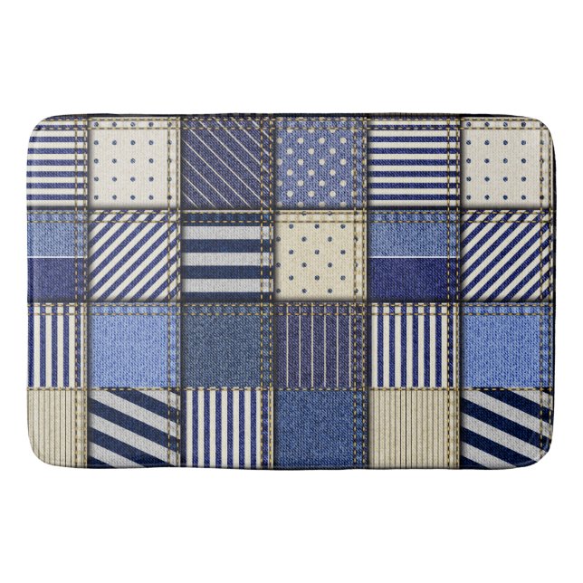 Tapis De Bain Patchwork Denim bleu (Devant)