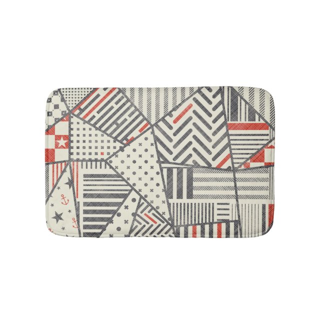 Tapis De Bain Patchwork rétro : Conception géométrique Abstraite (Devant)