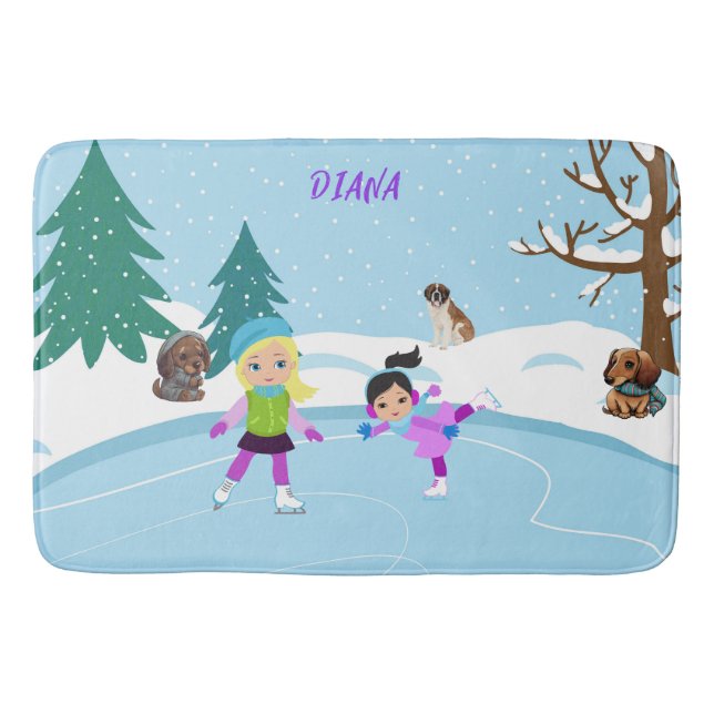 TAPIS DE BAIN PATINAGE À GLACE D'HIVER POUR LA FILLE (Devant)