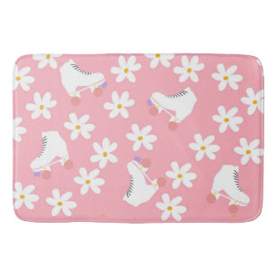 Tapis De Bain Patins à rouleaux rose patins Floral Girl Patineur