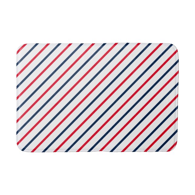 Tapis De Bain Patriotique rouge blanc & bleu oblique bandes mode (Devant)