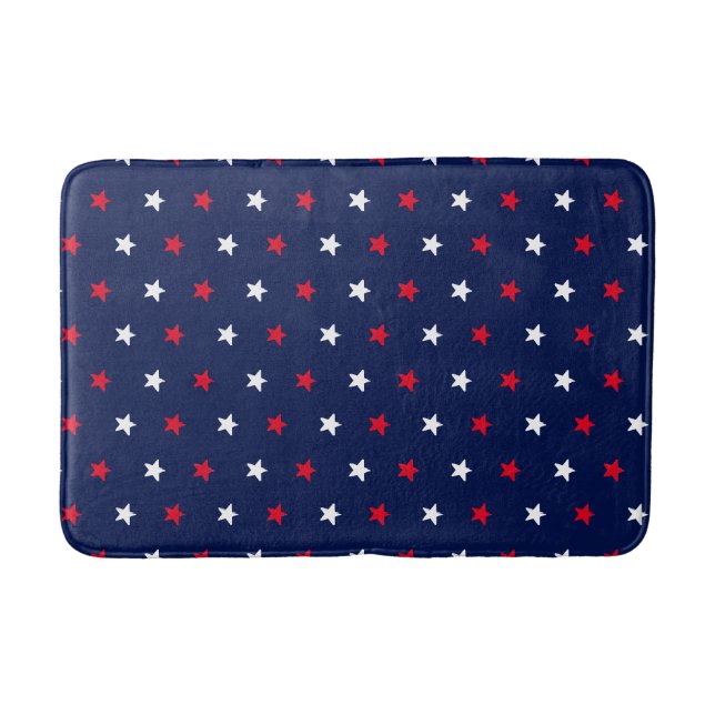 Tapis De Bain Patriotique rouge bleu marine étoiles motif modern (Devant)