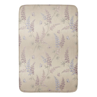 Tapis De Bain Pâturage Papillon & Lupin Pastel Doux Motif