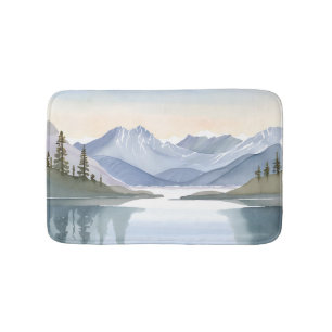 Tapis De Bain Paysage aquarelle des montagnes du lac Tahoe