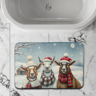 Tapis De Bain Paysage hivernal avec mouton et Cabine