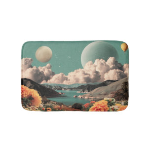 Tapis De Bain Paysage montagneux surréaliste avec planètes et nu