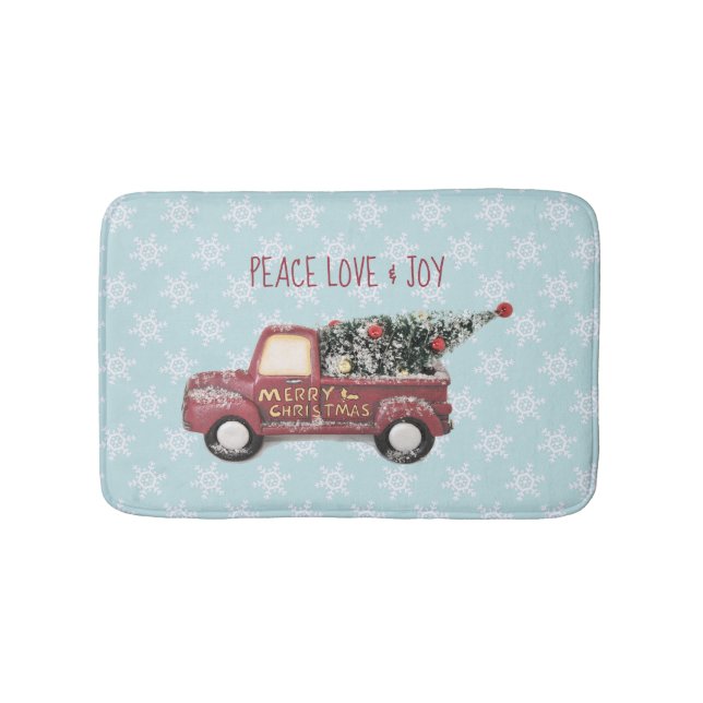 Tapis De Bain Peace Loy & Joy avec Red Toy Truck Joyeux Noël (Devant)