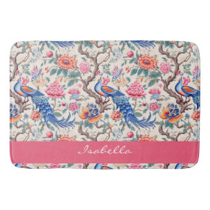 Tapis De Bain Peacock Chinoiserie Asiatique Paysage Floral