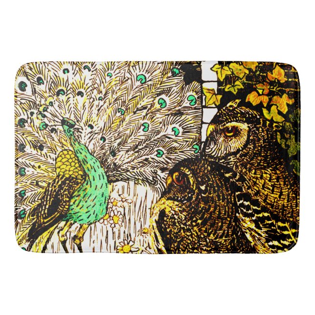 Tapis De Bain Peacock et Owls Art nouveau néerlandais (Devant)