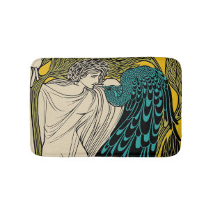 Tapis De Bain Peacock Fine Art Bird Nouveau