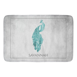 Tapis De Bain Peacock turquoise Elegant Personnalisé Bain Mat