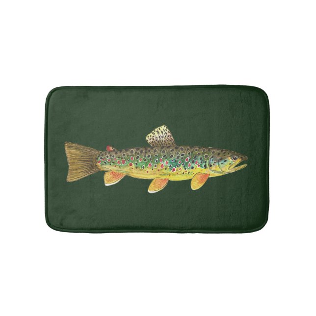 Tapis De Bain Pêche Brown À La Truite, Ichthyologie (Devant)