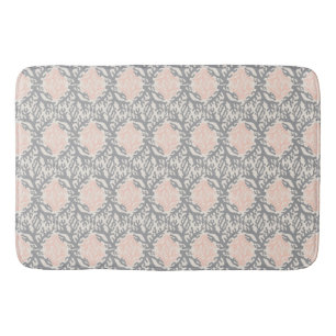 Tapis De Bain Pêche et grise Corail Damas Patte de bain Mat