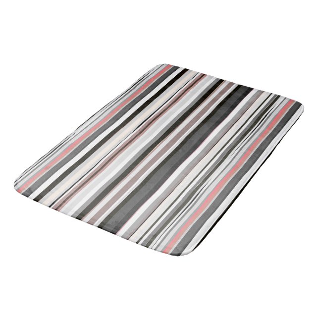 Tapis De Bain Pêche et rayures Abstraites grises (Angle)