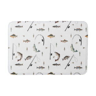 Tapis De Bain Pêche Motif à thème de poisson de bâton et de bobi