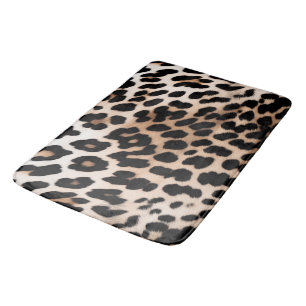 Tapis De Bain Pêcher Crème noire Leopard animal