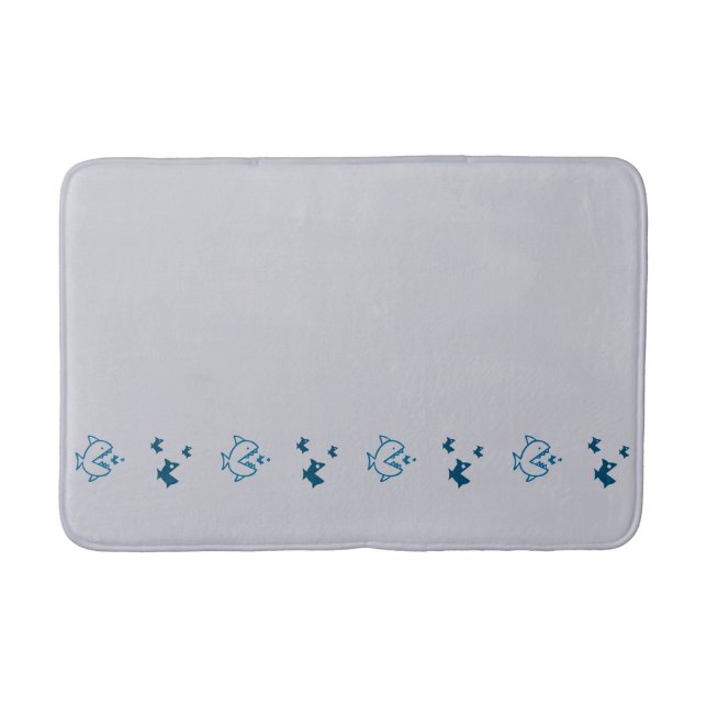 Tapis De Bain Pêchez le bleu graphique de natation de Pirahnas (Devant)