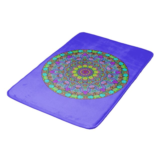 Tapis De Bain Peinture à la main Mandala Horloge Face 4 (Angle)