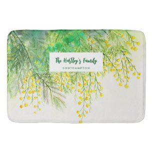Tapis De Bain Peinture à l'aquarelle jaune de Mimosa