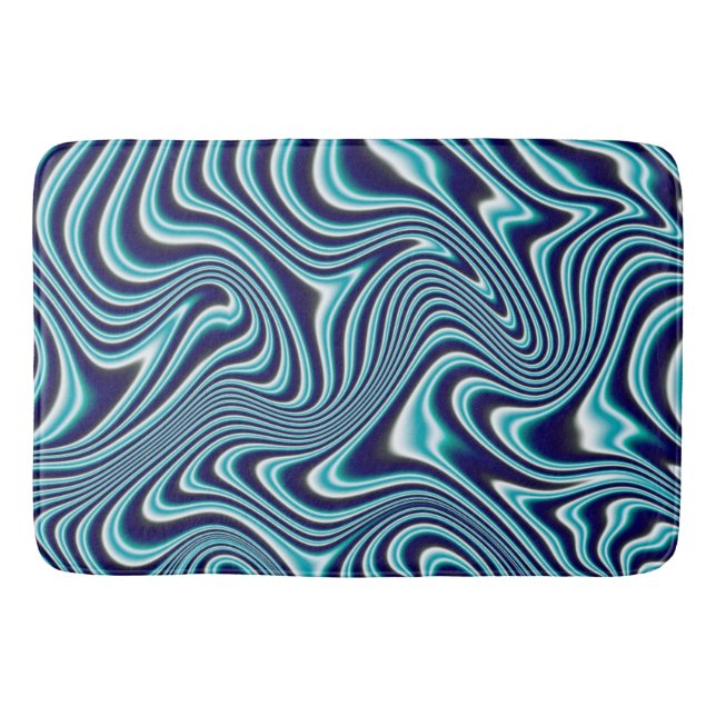 Tapis De Bain Peinture à marbrage fluides bleu (Devant)