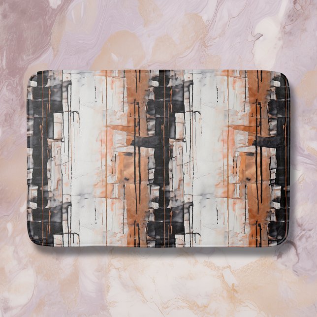 Tapis De Bain Peinture à séchage Abstraite en cuivre, noir et bl (Créateur téléchargé)