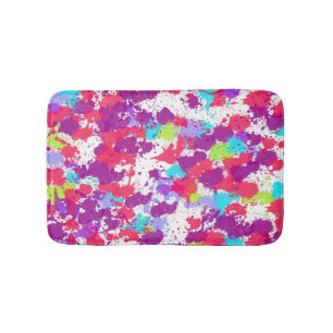 Tapis De Bain Peinture Abstraite colorée, rouge et violet