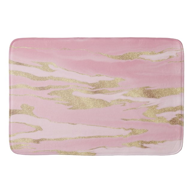 Tapis De Bain Peinture Abstraite en marbre rose or (Devant)