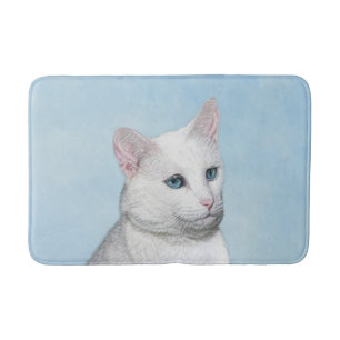 Tapis De Bain Peinture de chat blanc - Cute Original Cat Art