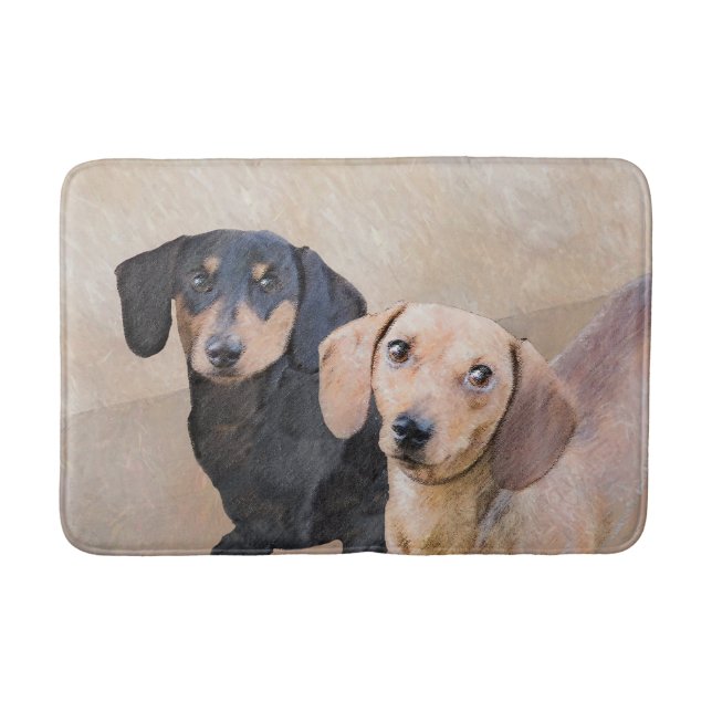 Tapis De Bain Peinture de Dachshund (Smooth) - Art original de c (Devant)