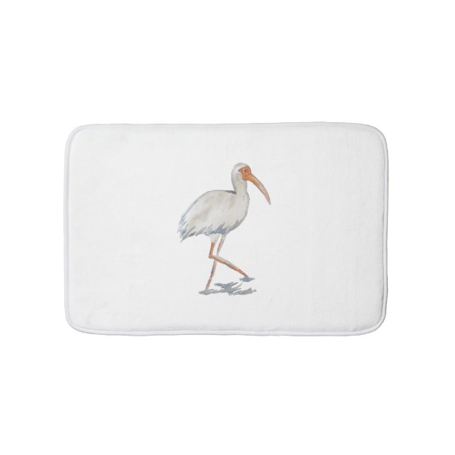 Tapis De Bain Peinture D'Oiseaux Côtiers Blanc Ibis Beach (Devant)