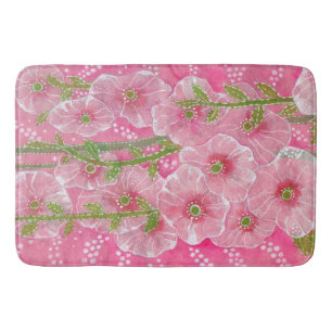Tapis De Bain Peinture florale de la mauve rose alcée fleur