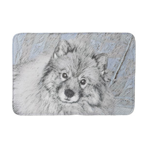 Tapis De Bain Peinture Keeshond Beth - Joli art original chien