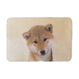 Tapis De Bain Peinture (rouge) de Shiba Inu - art original de