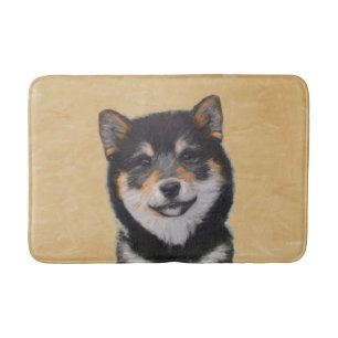 Tapis De Bain Peinture Shiba Inu (Noir et Tan) - Art Chien
