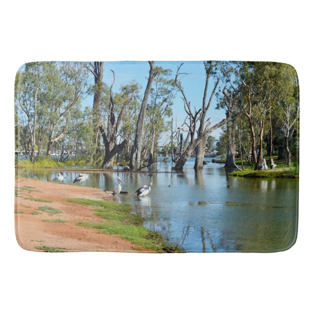 Tapis De Bain Pelicans Sunbaking River Murray Australie, (Devant)
