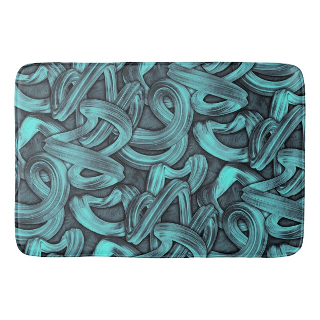 Tapis De Bain pensée profonde - noir et turquoise : (Devant)