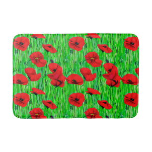 Tapis De Bain Pépites rouges dans un champ vert