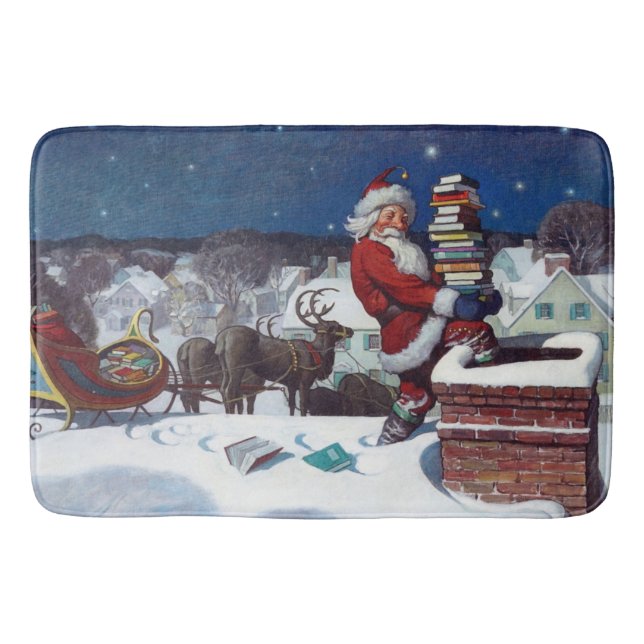 Tapis De Bain Père Noël livre une cargaison de livres par Wyeth (Devant)