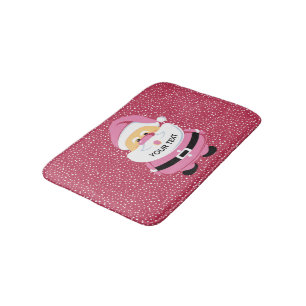 Tapis De Bain Père Noël mignon rose, vacances de Noël