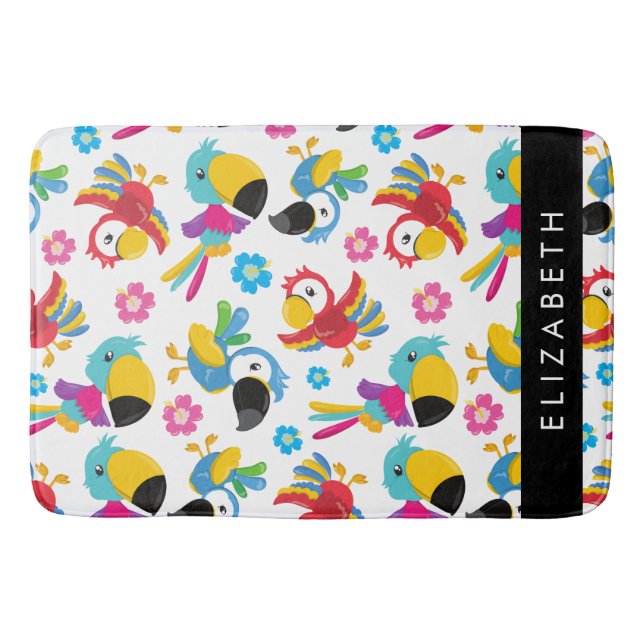 Tapis De Bain Perroquets colorés, perroquets tropicaux, Votre No (Devant)