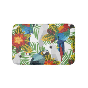 Tapis De Bain Perroquets tropicaux, motif vintage sans soudure.