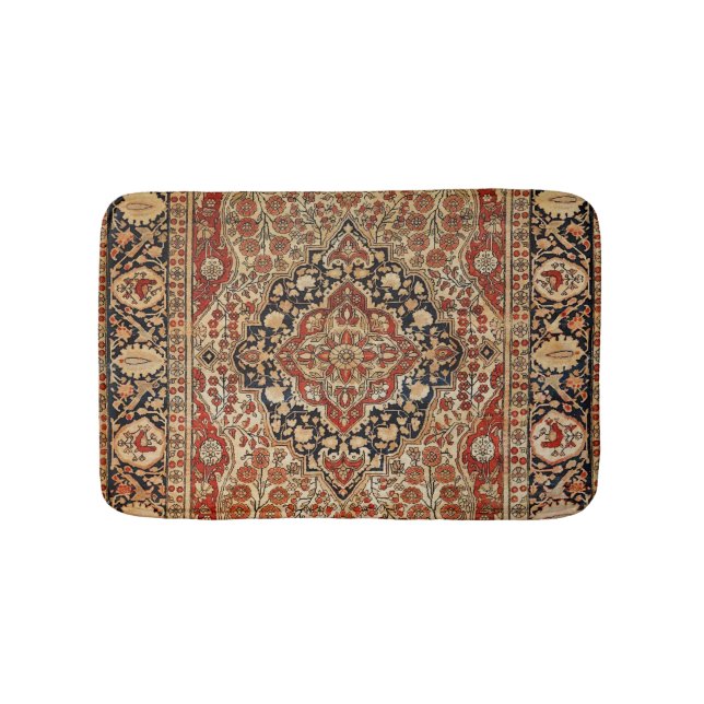 Tapis De Bain Perse Kashan Brûlé Orange Jaune  (Devant)
