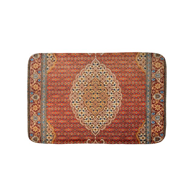Tapis De Bain Perse Rouge Bleu Orange Jaune (Devant)