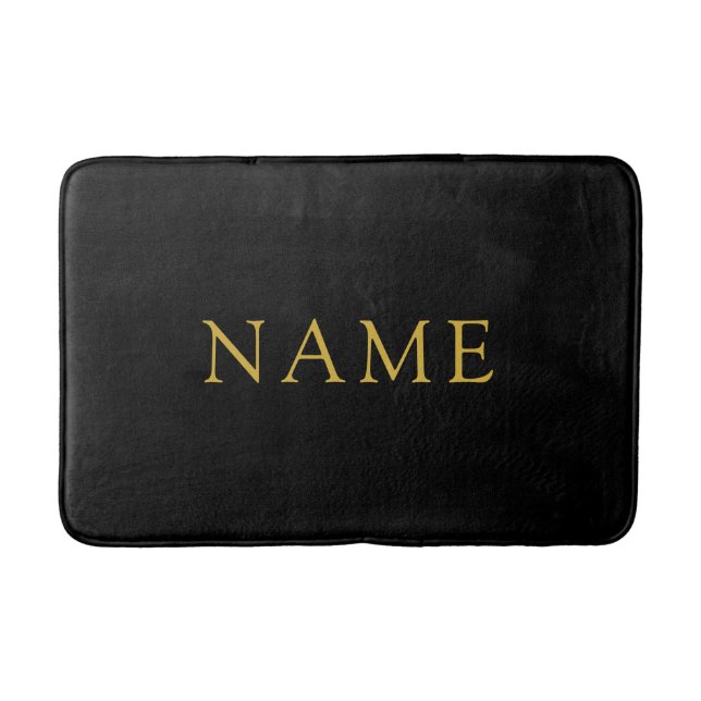 Tapis De Bain Personalized Solid Black Bath Mat with Custom Name (Devant)
