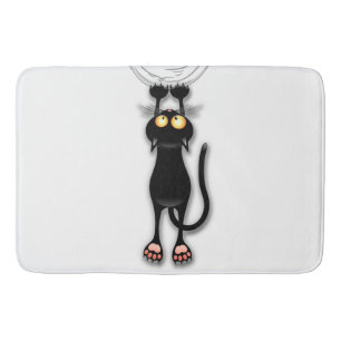 Tapis De Bain Personnage de chat drôle qui gratte le tissu