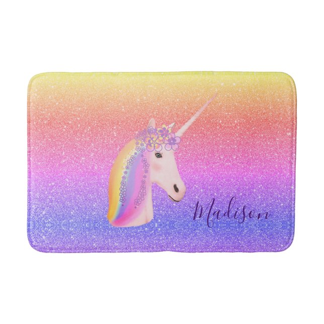 Tapis De Bain Personnalisée par Unicorn Rainbow Girls (Devant)