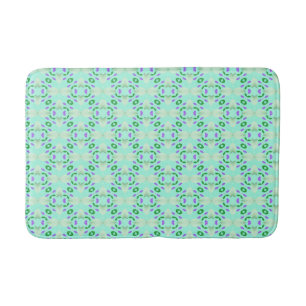 Tapis De Bain Pétales de fleurs géométriques vertes et violettes