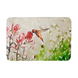 Tapis De Bain Petit bronze, or, colibri rouge