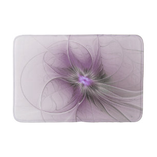 Tapis De Bain Petite Beauté Moderne Gris Mauve Art Fractal Fleur