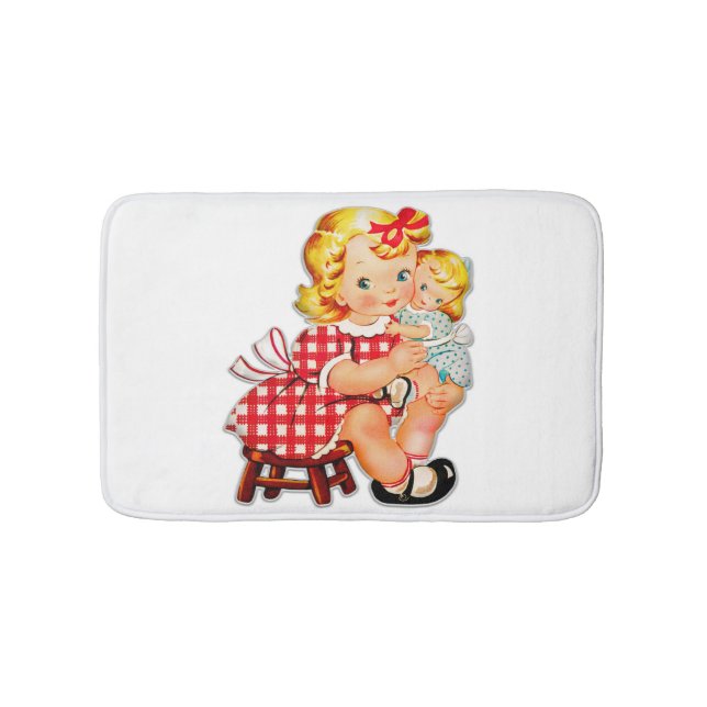 Tapis De Bain Petite fille retro vintage poupée (Devant)